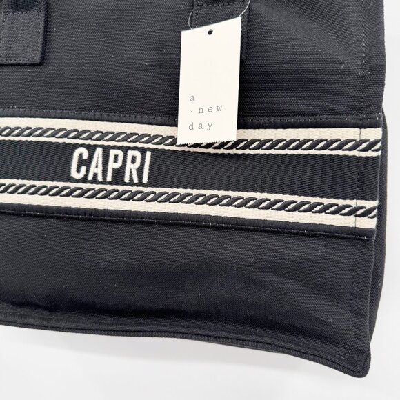 NEW A New Day CAPRI Destination Tote Handbag in Black - Picture 3 of 7